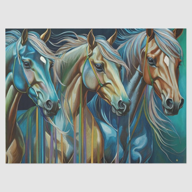 Trio of Horses  Tissue Paper (Front)
