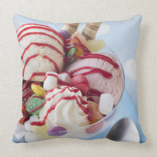 Trio of Ice Cream and Sweet Sundae Throw Pillow