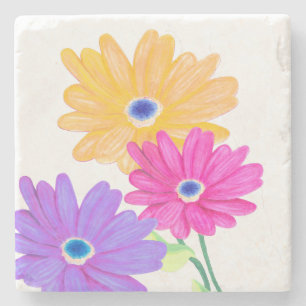 Trio of Joy: Bright Floral  Stone Coaster