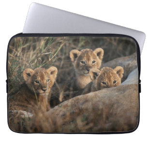 Trio of Lion Cubs with Mother Laptop Sleeve