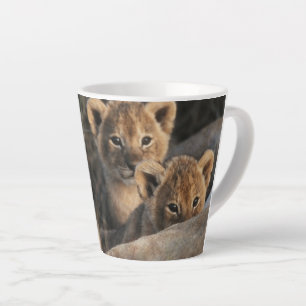 Trio of Lion Cubs with Mother Latte Mug