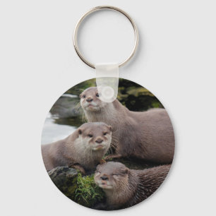 Trio of Otters Keychain