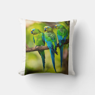 Trio of Peroot on a Branch Throw Pillow