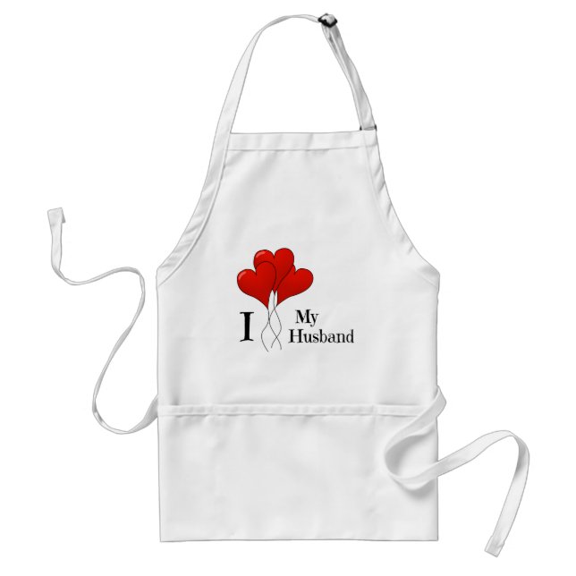 Trio of Red Heart Balloons I Love My Husband Standard Apron (Front)