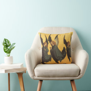 Trio of Renaissance Angels by Master of Housebook Throw Pillow