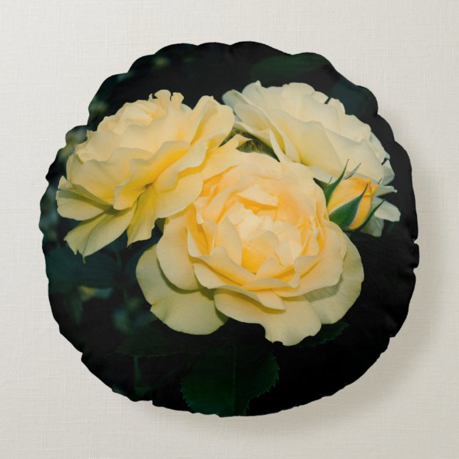 Trio of Roses Round Pillow (Front)