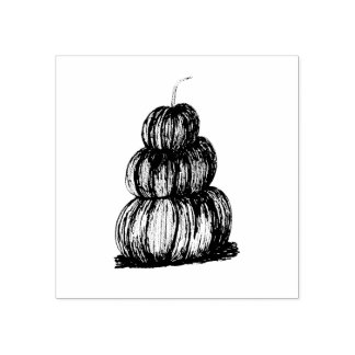 Trio of Stacked Pumpkins, Original Art Rubber Stamp