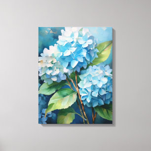 Trio of Tranquillity: Blue Hydrangeas Canvas Print