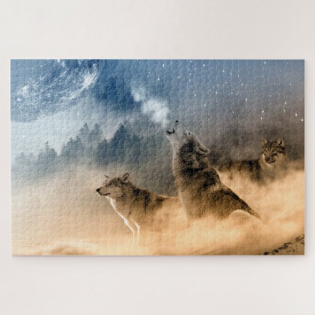 Trio Of Wolves Jigsaw Puzzle (Horizontal)