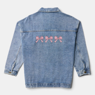 Trio Pink Bow Polka Dots Coquette Aesthetic Tshirt Denim Jacket