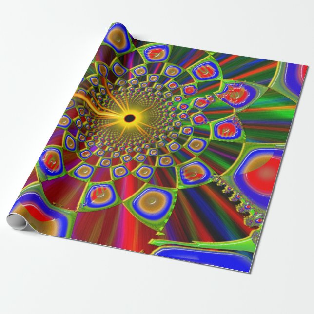 Trip In Psychedelic 3d Optics Wrapping Paper (Unrolled)