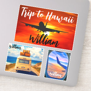 Trip to Hawaii (Travel Stamps) Airplane Suitcase