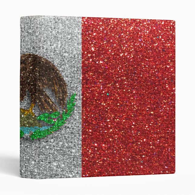 Trip to Mexico Mexican Flag Glitter Sparkle Bling Binder (Front/Spine)