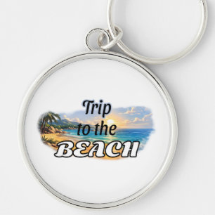 Trip to the Beach Tropical Sunset Escape Design Keychain