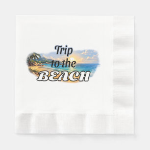 Trip to the Beach Tropical Sunset Escape Design Napkin