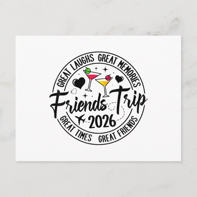 Trip Vacation 2026 Friends Matching Group Postcard (Front)