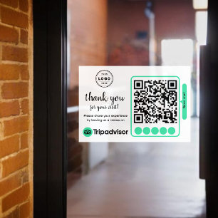 TripAdvisor Review Request with Logo and QR Code Window Cling