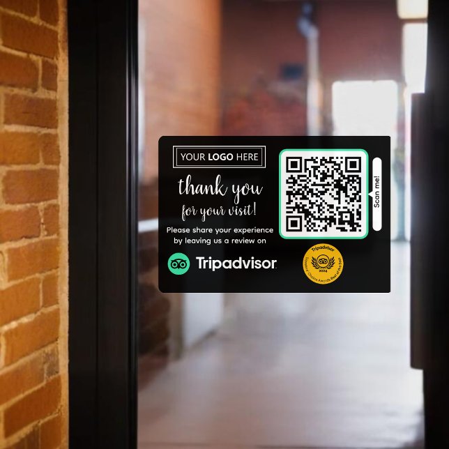 TripAdvisor Review Request with Logo and QR Code Window Cling (TripAdvisor review request with logo and QR Code Window Cling, get more 5 star reviews from clients)