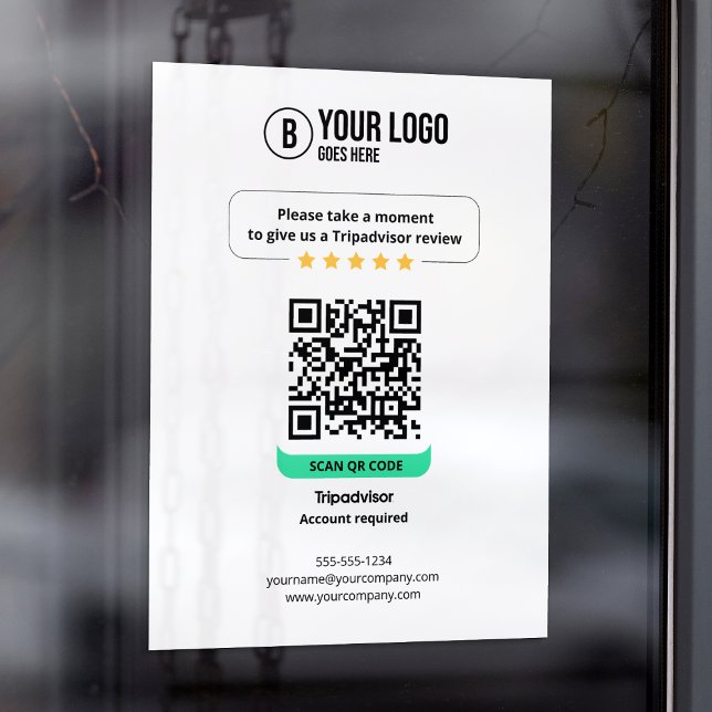 Tripadvisor Reviews QR Code Rate Business 5 Star Window Cling (Creator Uploaded)