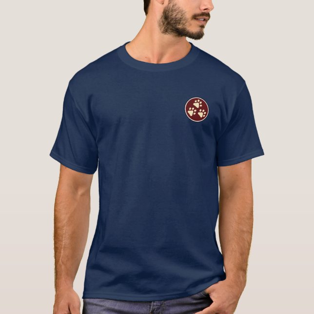 #Tripawds 3-Paw Badge T (Men's, Dark) T-Shirt (Front)
