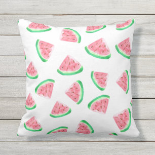 Tripical Watercolor Watermelon Outdoor Pillow