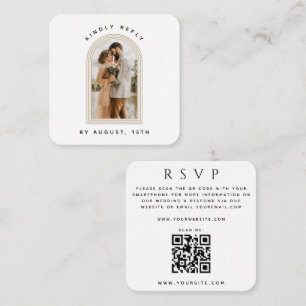Triple Arch Photo QR Code Online Wedding RSVP Chic Enclosure Card