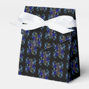 Triple Black Day Of The Dead Skulls Blue Roses Favor Box
