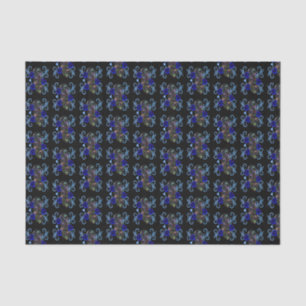 Triple Black Day Of The Dead Skulls Blue Roses Tissue Paper