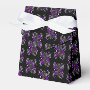 Triple Black Day Of The Dead Skulls Purple Roses Favor Box