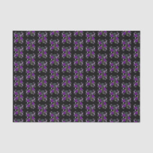 Triple Black Day Of The Dead Skulls Purple Roses Tissue Paper