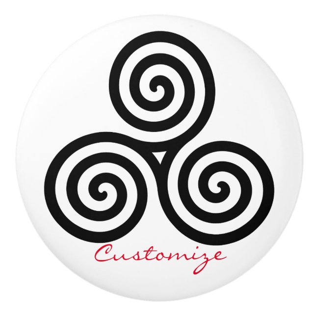 Triple Black Spirals Thunder_Cove Ceramic Knob (Front)