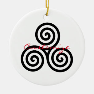 Triple Black Spirals Thunder_Cove Ceramic Ornament