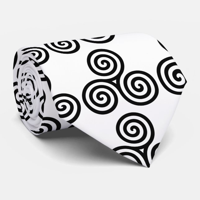 Triple Black Spirals Thunder_Cove Tie (Rolled)