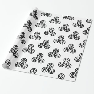Triple Black Spirals Thunder_Cove Wrapping Paper