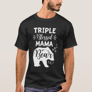 Triple Blessed Mama Bear Heart Arrow Mom With Thre T-Shirt