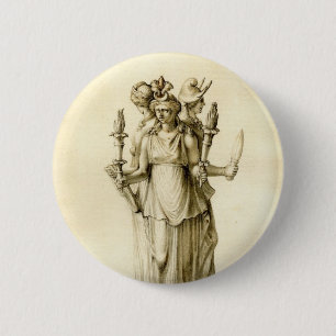 Triple-Bodied Hecate 2 Inch Round Button