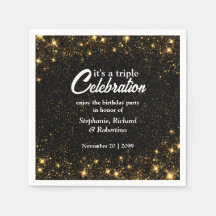 Triple Celebration Joint Birthday Gold Black