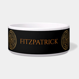 Triple Celtic Knot Swirl Mandala Ceramic Pet Bowl