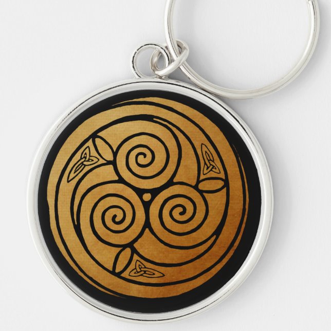 Triple Celtic Knot Swirl Mandala  Keychain (Front)