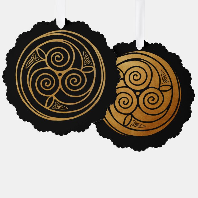 Triple Celtic Knot Swirl Mandala  Ornament Card (Front/Back)