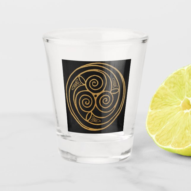 Triple Celtic Knot Swirl Mandala  Shot Glass (Front)