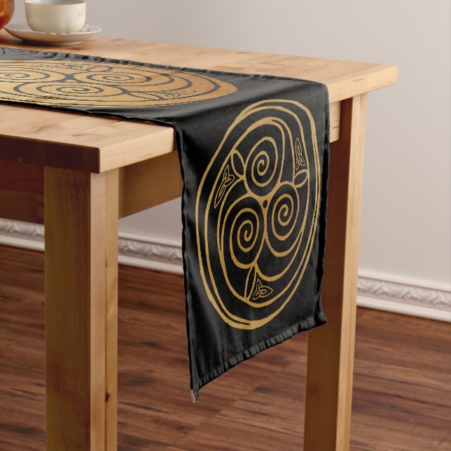 Triple Celtic Knot Swirl Mandala Table Runner (In Situ)