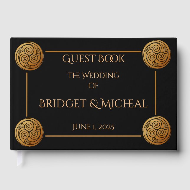 Triple Celtic Knot Swirl Wedding Guest Book (Front)