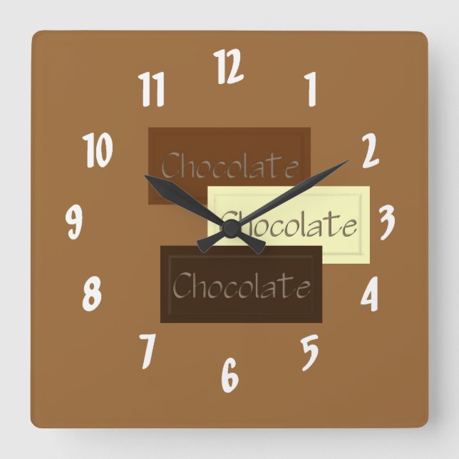 Triple Chocolate Square Wall Clock (Front)