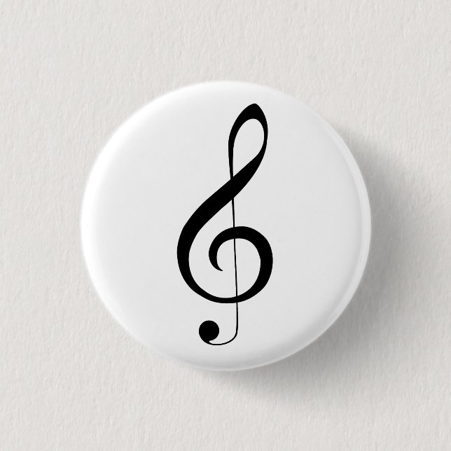 Triple Clef Musical Note, 1 Inch Round Button (Front)