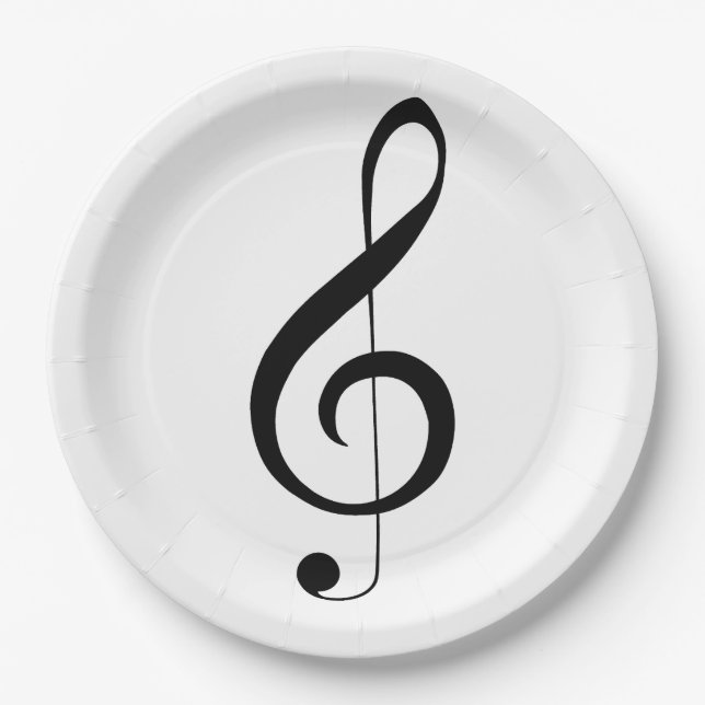 Triple Clef Musical Note, Paper Plate (Front)