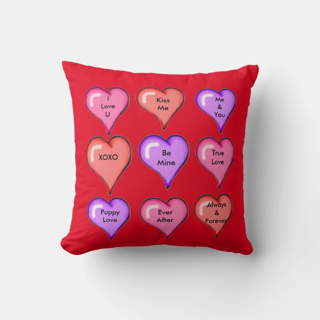 Triple Coloured Heart Personalized Square Pillow (Front)