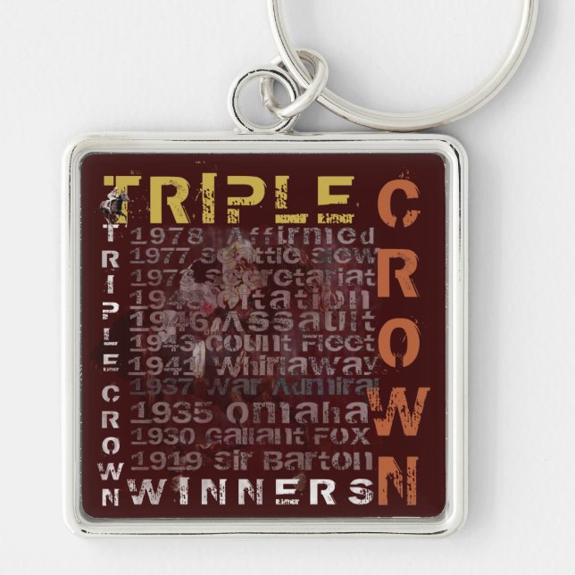 Triple Crown Winners Horse Racing Keychain (Front)