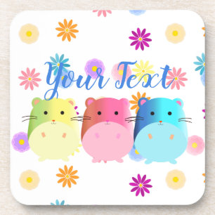 Triple Cute Kawaii Hamsters Custom Coaster