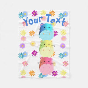 Triple Cute Kawaii Hamsters Custom Fleece Blanket